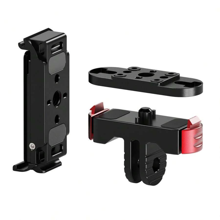 Aluminum Alloy Magnetic Quick-Release Battery Cover Replacement Base Plate, 2-Pack Magnetic Set, Vertical Shooting Quick-Detach Waterproof Replacement Accessory, Adhesive Mount Waterproof Design, Arri Positioning Hole Anti-Rotation, N52 Strong Magnet, Compatible With 1/4" Screw Or 1/4" Arri Positioning Post Accessories, Suitable For 13/12/11/10/9 Action Camera Battery Replacement - View 1