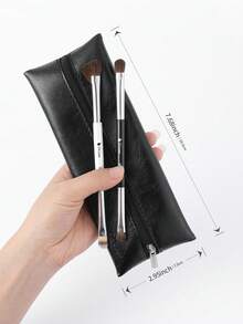 DUcare 5 Pcs Dual-Ended Eye Shadow Makeup Brush Set With Travel Makeup Bag, Essential Eye Brushes For Precision, Blending, Crease & Highlight - Black and White - View 5