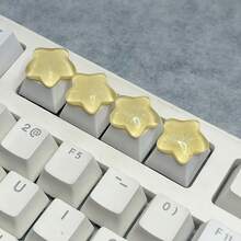 Gradient Glitter Transparent Star Keycaps, Cute Girly Style 3D Decorative Personalized Replacement Keycaps, Five-Pointed Star Keycaps, Universal Cross-Axis Mechanical Keyboard Decorative Keycaps - View 13