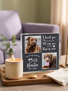 1pc Personalized Pet Memorial Plaque, Custom Dog Photo Acrylic Plaque, Pet Loss Gift, Personalized Pet Portrait Keepsake, Dog Remembrance Gift For Pet Owner - Multicolor - View 6