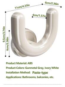 1/2 PCS Wall-Mounted U-Shaped Slipper Rack, Wall Mounted Bathroom Drying Rack, Cream Shoe Rack, Wall-Mounted U-Shaped Slide Rack; Wall Mounted Bathroom Drainage And Storage Rack, No Need For Perforated Cream Colored And Gun Gray Hooks - Multicolor - View 11