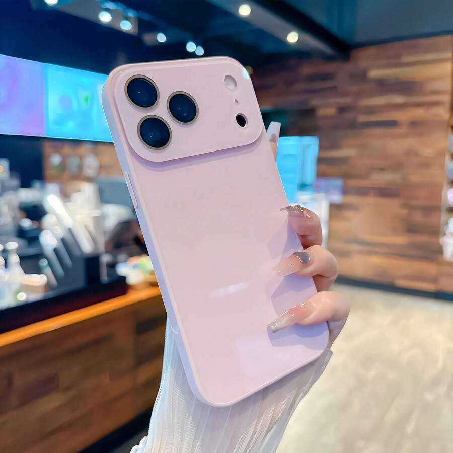 Luxury Crystal Texture, Solid Color, Protective And Shockproof High Definition Crystal Backplate Scratch Resistant And Wear-Resistant, Without Yellowing Phone Case For IPhone 13 14 15 16 17 Pro Max - 粉色 - 查看 1