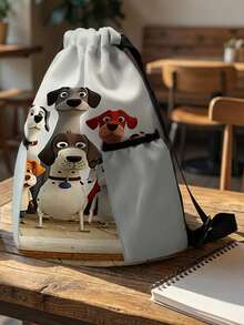 1pc Drawstring Backpack, Sack Bag, Sports Backpack, Large‑Capacity Lightweight Style, Storage Pouch For Outdoor Trips & Fitness, Puppy Pattern Print, Conveniently Stores Sports Gear And Change Of Clothes - Cartoon Puppy 402245 - View 6