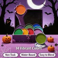Fit Colors 萬聖節臉部與身體彩繪顏料，高顯色可水洗臉部彩繪，適合派對 Cosplay、骷髏、南瓜、殭屍妝容造型 - 彩色 - 查看 9