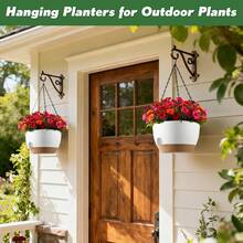 4pcs Mixed Plastic Hanging Planters, Includes 2pcs Plastic Planters + 2pcs Chains, For Indoor Plants, Indoor/Outdoor Hanging Flower Baskets, With Drainage Holes, Suitable For Garden, Porch And Other Flower Planting, Planting Tools, Container Accessories, Hanging Planters - New Model - View 6