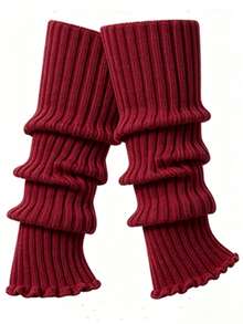 Women's Knit Leg Warmers, Ribbed Slouchy Long Leg Socks, Soft Stretch Knitted Leg Covers, Y2K Gothic Aesthetic For Daily Party Boots Cosplay - Multicolor - View 18
