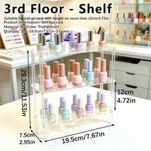 1 buah Organizer Kutek Akrilik Bening, Rak Display Kapasitas Besar untuk Minyak Esensial dan Gel Kuku, Rak Penyimpanan Bertingkat Kokoh untuk Salon, Toko Kecantikan dan Meja Rias, Tempat Penyimpanan Hemat Ruang untuk Peralatan Manikur, Mudah Dirakit, Desain Modern - transparan - View 4