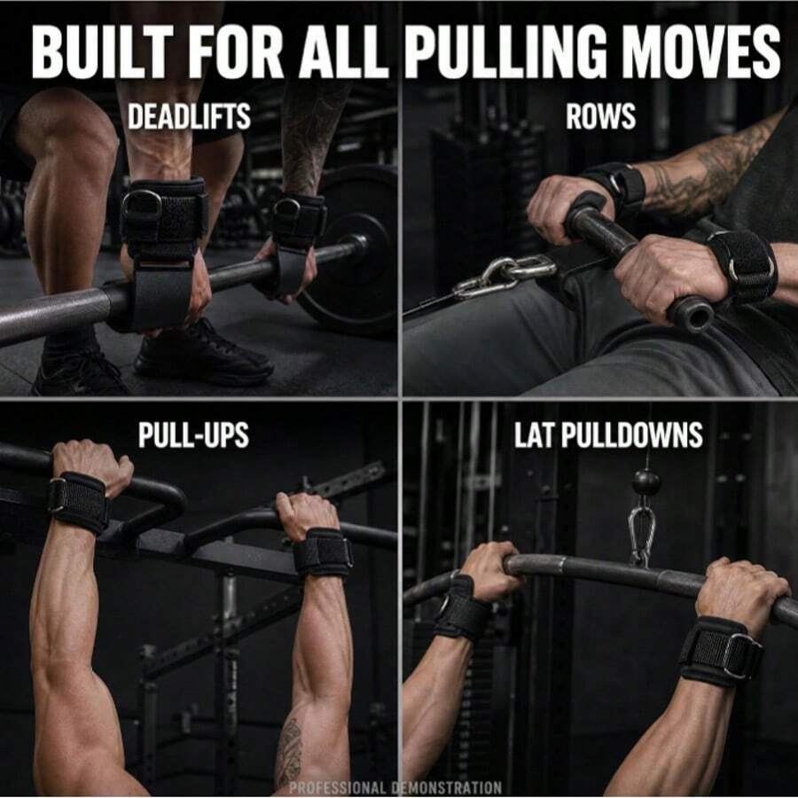 2pcs Fitness Squat Weightlifting Pull-Up Wrist Hooks Horizontal Bar Sports Equipment, Used To Reduce Strength Training, Not Hand Grip Strength Hooks Gym Accessories - Black - View 1