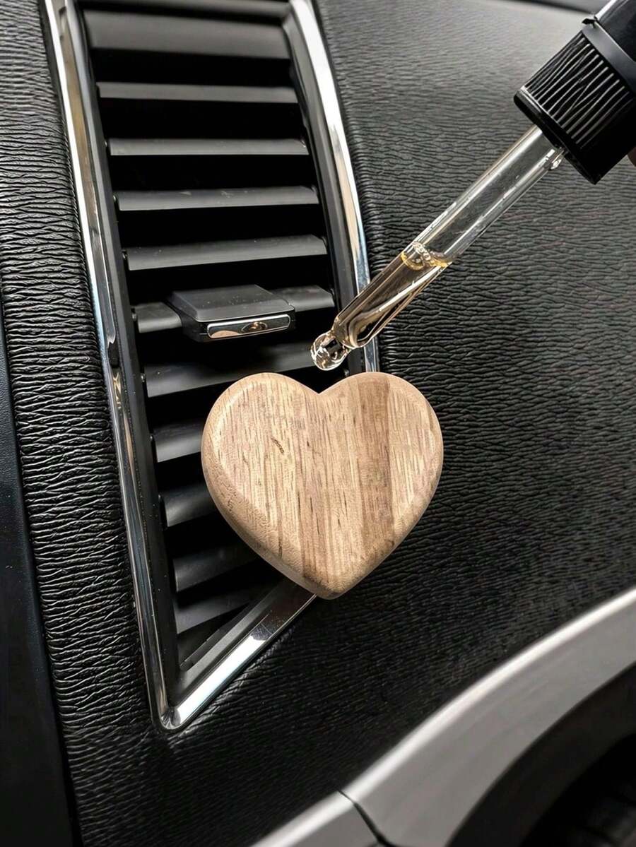 New Original Handmade Car Heart-Shaped Wood Diffuser, Color Car Air Freshener, Special Diffuser For Car Air Vent, Car Perfume And Essential Oil Diffuser Wood, Unscented