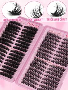 574pcs Large Capacity False Eyelashes Book, D Curl Vacation Lashes, 60D+100D, Reusable Segmented Lashes, Suitable For Beginners DIY Eyelash Extensions, Daily, Travel, Wedding And Party Use, False Eyelashes - D - View 4