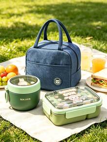 SEAL LOCK Cartoon 4-Compartment Lunch Box Set, Portable Food Container, Large Capacity Food Storage Box, Lunch Box Set For Students And Office Workers - Multicolor - View 3