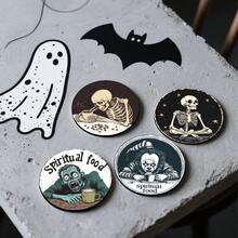Cross-Border Halloween Skeleton Themed Wooden Vintage Coffee Cup Coaster Heat-Resistant Anti-Scald Tea Cup - Multicolor - View 1