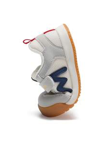 mini bala Toddler Retro Sneakers 2026 New, Mesh & Leather Splicing Color Block Hook & Loop Lace-Up Non-Slip Casual Kids Shoes - Grayish White - View 6