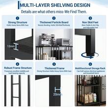 4-Tier Baker's Rack With Mini Fridge Stand - Coffee Bar & Microwave Stand - Heavy-Duty Metal & Wood Kitchen Storage Shelf, Freestanding Kitchen Station - Black - View 6