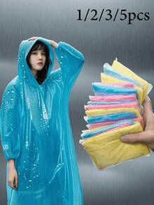 一次性卡片大小雨披，透明防水便攜雨衣，中性款，輕巧緊急雨具，適合演唱會、體育賽事 - 彩色 - 查看 7