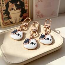 3 piezas Llavero mini con cara de gato kawaii, encantador colgante de cabeza de gato mascota, llavero de metal esmaltado con forma de gato, accesorio muy atractivo para bolso y billetera, pequeño regalo para mujeres y adolescentes, accesorio diario para amantes de los gatos, pequeño regalo de cumpleaños y vacaciones - Multicolor - Ver 9