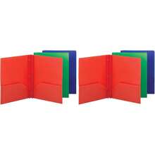 Plastic 2 Pocket Folders With Pockets & Prongs, Red Blue Green 3 Pack | Letter Size, 9-3/4 X 11-1/2 In. Holds 180 Sheets: 80 On The Fastener And 50 Per Pocket. Inside Slot Fits A Business Card. - Multiple Styles - View 6