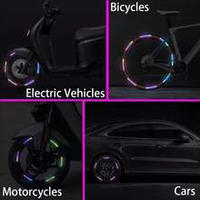 20pcs Bicycle Reflective Stickers Mountain Bike Reflective Wheel Rim Strip Stickers, Suitable For Motorcycle Wheels, Cars, Bicycles, Bicycle Reflective Stickers, Decorative Stripes, Universal Wheel Rim Reflective Stickers - Rainbow Color - Multicolor - View 5