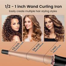 Hatteker 1pc Women's Electric Curling Iron With Multiple Temperature Settings, Large Barrel Wool Curl Hair Styler For Home Use - Multicolor - View 8