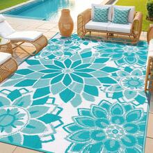 Outdoor Rug For Patio 5x8 Ft Reversible Plastic Straw Patio Camping Rug, Floral Waterproof RV Mat For Camper Indoor Outdoor Carpet For Deck Porch Picnic Beach Balcony Backyard, 6x9, 8x10, 9x12 - Floral - View 5