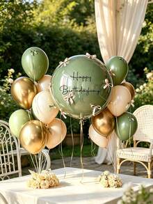 Sage Green, Metallic Gold & White Balloon Set, Suitable For Birthday Surprise, Bridal Shower, Anniversary, Room Decor, Graduation Ceremony Backdrop, Christmas, Photography Studio Background - Sage Green, Metallic Gold, and White Balloon Set - View 3