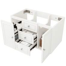 Mueble para lavabo, mueble bajo lavabo, mueble de baño con 3 cajones, amplio espacio de almacenamiento, lavabo de pared, mueble de baño con lavabo, verde, 78.5**.8cm - Blanco + Cerámica + MDF + Metal - Ver 11