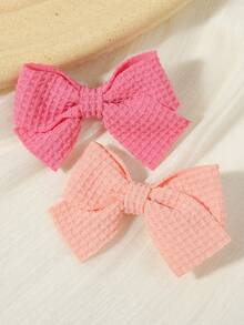 6pcs Macaron Multicolor Waffle Fabric Bow Hair Clips Set, Princess Daily Outfit Styling Hair Accessories - Mixed color - View 12