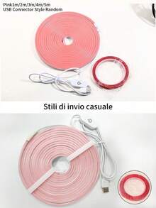 5m/4m/3m/2m/1m USB Touch Switch, Flexible Neon Light Cute Pink USB Neon Rope Light, Perfect For Home Decor, Balcony Decor, Car Decor, Flower & Plant Decor, DIY Style Dimmable - Pink - View 11