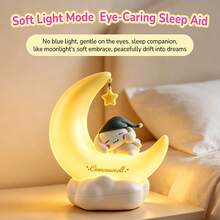 MINISO X Sanrio 正版授權 Cinnamoroll Kuromi LED 星空夜燈，USB-C 可充電，3 種燈光模式，便攜式可調光床頭燈，適合男孩女孩的可愛禮物，房間裝飾 - 玉桂狗-黃色 - 查看 1