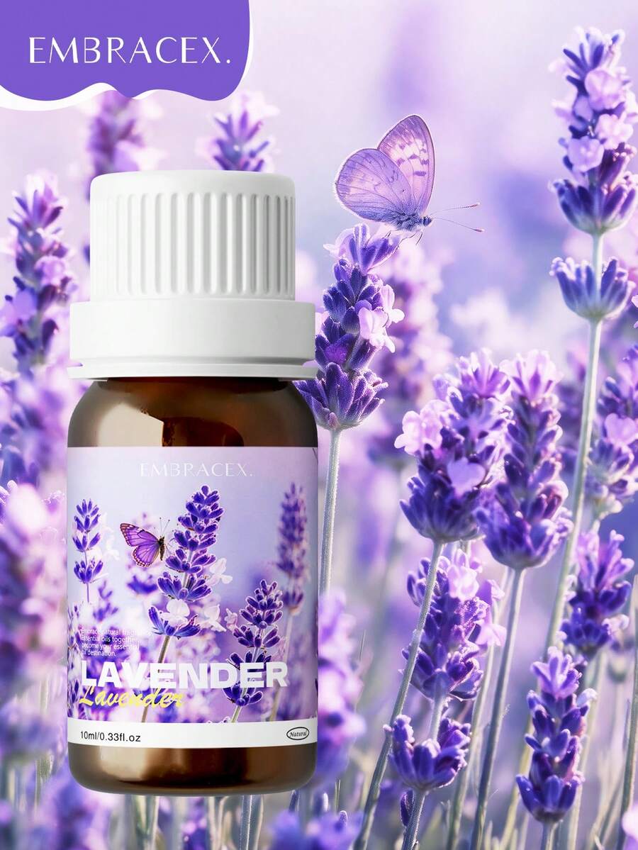 EMBRACEX. 10ml薰衣草精油 植物精油 芳香療法油 清新香調 天然花香 節日禮物 適用於擴香機/加濕器、蠟燭製作