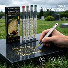 4-Color Tombstone Paint Pen Set With Cleaning Brush, Waterproof Sun-Resistant Quick-Dry Lettering Pen For Gravestone Inscription Repair, Faded Text Refurbishment And Coloring, Stone Marker Pen For Cemetery Tombstone Renovation, Qingming Tomb Sweeping - Stone Tablet Pen - View 7