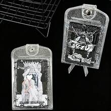 1pc Gothic Style Glitter Double-Sided Card Holder, Semi-Transparent Idol Photo Card Display, K-Pop Album Card Storage, Bag Charm, Concert Support Item, 4 Card Slots, YOUCHENGYOUPIN, PU Material, Suitable For 3-3.5 Inch Photo Cards, 3 Inch Mini Cards, Trading Cards, Anime Cards, Student IDs, Bus Cards, Access Cards, Etc., Can Be Used For Keychains, Bag Charms, Etc. - Card Holder - View 3