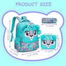 3pcs/Set Kids Animal Pattern Girls Backpack, Suitable For Elementary And Kindergarten Girls, Includes Crossbody Bag And Pencil Case, For School Use - 137 Girls' Backpack - View 3