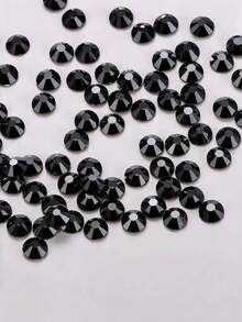 1440pcs/Black Crystal Hot-Melt Flat-Back Rhinestones, Multi-Size Round Crystal Rhinestones, Shiny Adhesive Rhinestones, Suitable For Nail Art, Phone Cases, Shoes, Clothing, Handmade DIY Decoration - Black - View 1