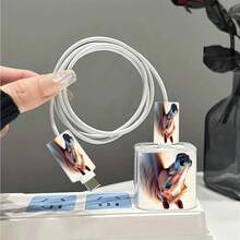 3pcs Success Horse Pattern Transparent Charger Protective Case, With Cable Protector And Charging Head Set, Compatible With IPhone 20W/18W Charger - Multicolor - View 4