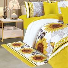 Edredón Matrimonial Reversible de 15 Piezas, TODO EN 1, Set Completo de Ropa de Cama con Sábanas, Cortinas y Accesorios Decorativos - Amarillo - Ver 3