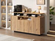 Natural Sideboard – 4 Shelves And 3 Drawers – Perfect For Living Room Or Office – 140x40x85cm - Natural - 查看 7