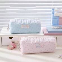 Ins Style Niche Star Lace Trim Student Pencil Case, Large Capacity Stationery Storage Box, High Aesthetic Value - Multicolor - View 5