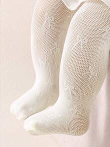 1pc Beige Bow Stirrup Socks, Breathable And Cool, Suitable For Baby Girls. Dance Socks, Perfect For Baby Girls Birthday Party. Suitable For 0-36 Months Newborns And Toddler Girls, - Beige - View 8