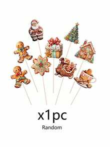 9pcs/Set Hiasan Meja Bentuk Manusia Kue Jahe Natal, Hiasan Tengah Meja Bentuk Kereta Santa, Rumah Kue Jahe, Pohon Natal, Dekorasi Meja Pesta Natal Musim Dingin - A - View 11