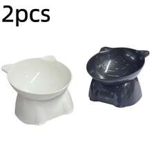 2pcs/1pc Set - Elegant Black/Pure White Elevated Pet Bowl, 15° Tilted - Anti-Vomiting High Stand Pet Feeder, Protective Neck & Spine Design, Non-Slip Wide Base, Durable Plastic Material, Suitable For Cats & Small Dogs, Wet & Dry Food, Practical Pet Gift - Pet Bowl 250ml - View 13