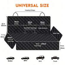 Dog Car Seat Cover For Back Seat, Waterproof Seat Protector Scratchproof Pet Hammock With 4 Pockets Side Flaps, Washable Non-Slip Rear Seat Protection For Cars Trucks And SUVs - Black - View 10