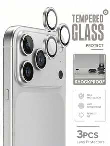 3pcs - Silver 17 Pro Max/ 17 Pro Camera Lens Protector - Durable Tempered Glass With Aluminum Ring, Ultra Clear, Easy Installation, Phone Accessories, Compatible With Phone Cases - Silver - View 37