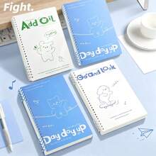 Fresh Cartoon Bear Loose-Leaf Notebook, Large Capacity, Replaceable Inner Pages, Double-Sided Writing, No Bleed-Through, High Aesthetic Student Classroom Notebook, Planner, Artistic Note-Taking Notebook For Primary And Middle School Students, Back-To-School Stationery, Christmas, Halloween, Back-To-School Season Gift For Classmates And Friends With Artistic Atmosphere - A5 lined - View 2