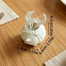 1 buah Kotak Penyimpanan Tusuk Gigi & Benang Gigi Bentuk Landak Lucu dan Praktis Hasil Cetak 3D Kreatif sebagai Hadiah - MultiWarna - View 3
