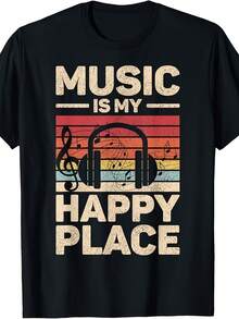 Music Is My Happy Place Musician Outfit EDM Music Lovers DJ T-Shirt - 款式 - 查看 1