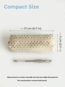 1pc Cute Polka Dot Small Pencil Case, Ruched Fabric Zipper Pen Pouch For School Stationery Storage - Multicolor - View 2