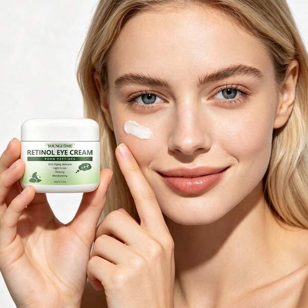 Krim Mata Retinol, Krim Mata YOUNGCOME PDRN yang Mengandung Peptida, Perawatan Mata yang Melembapkan & Menghaluskan Kulit, Pelembap Mata Harian Ringan untuk Semua Jenis Kulit 40/70g