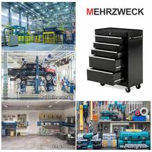 HOMCOM Workshop Trolley 5 Drawers Tool Trolley Empty Lockable Black | 4 Wheels, 2 Locking Brakes, 2 Keys, Ball-Bearing Drawer Slides - 黑色 - 查看 6