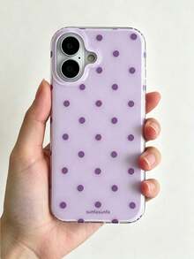 時尚手機殼，極簡可愛設計，黑白波點圖案，適用於 iPhone 11 至 17 系列，包含 Pro Max 版本 - 紫色 - 查看 1